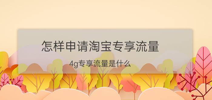 怎样申请淘宝专享流量 4g专享流量是什么？